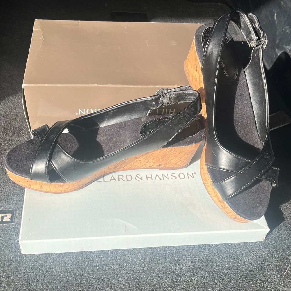 Black Wedge Sandals